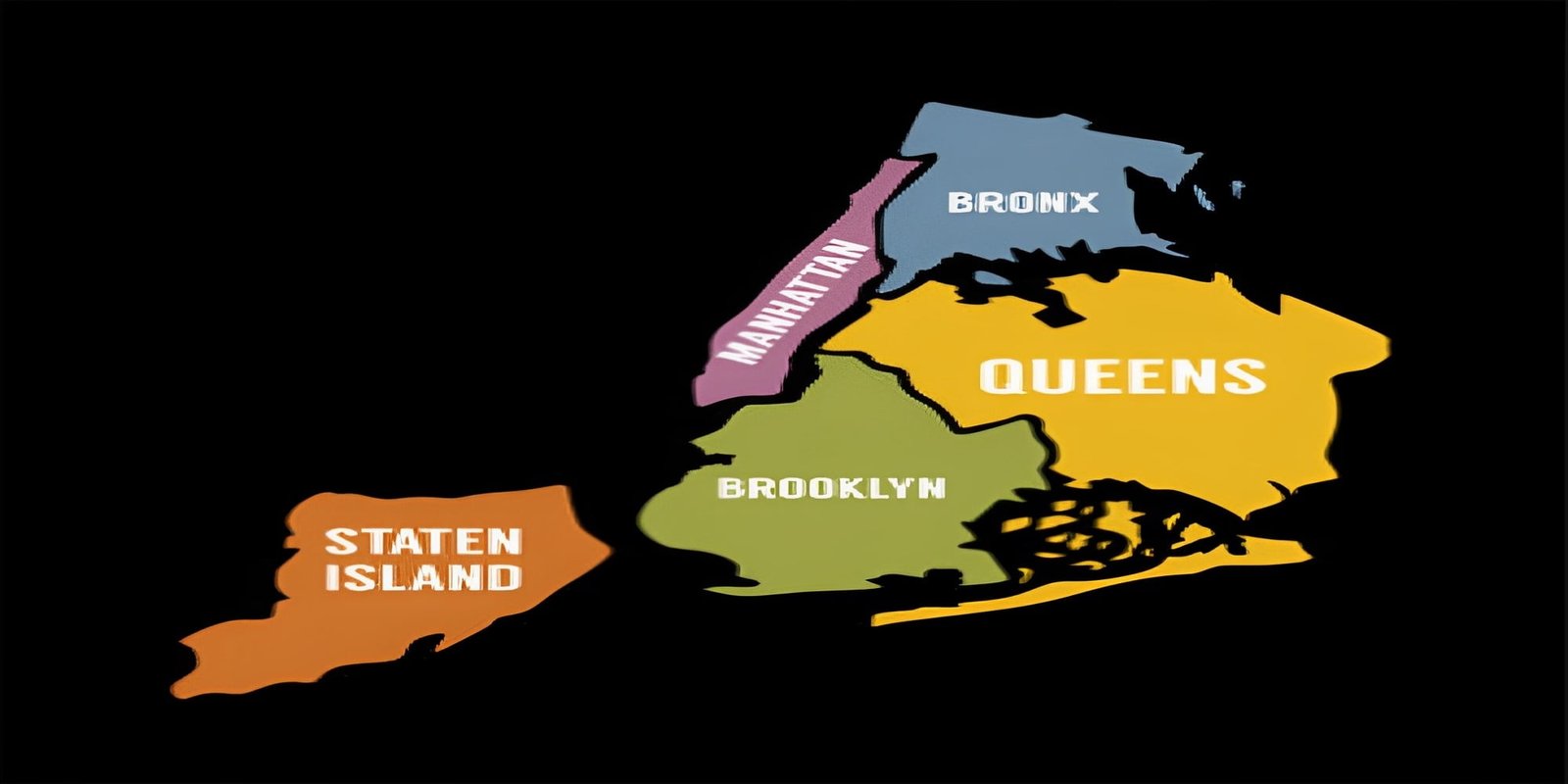 Map of Staten Island, Brooklyn, Manhattan, Bronx, Queens