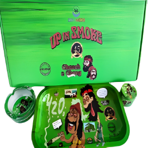 Celebrate Cheech & Chong's legacy with the Limited Edition 45th Anniversary "Up in Smoke" Smoking Set. Includes rolling tray, grinder, and glass ashtray in a stylish box. Perfect for fans old and new!