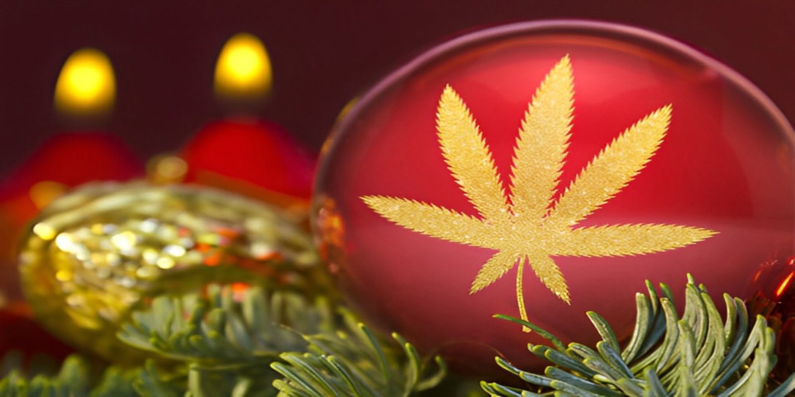 Marijuana plant on Christmas ornament